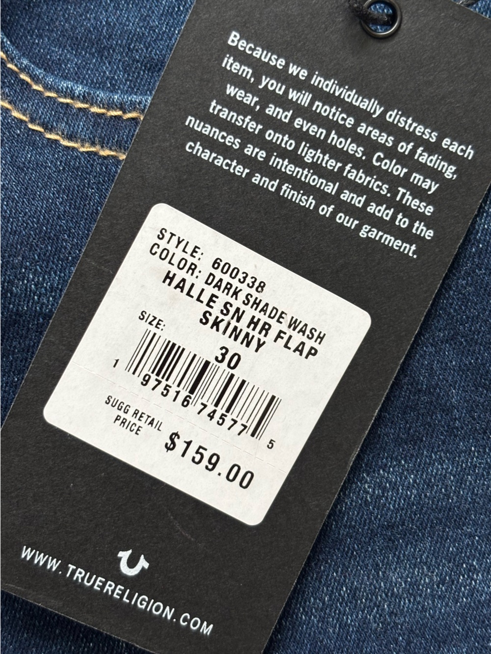 TRUE RELIGION Halle High Rise Skinny Flap Pockets Jeans--NWT--30 - Picture 9 of 16